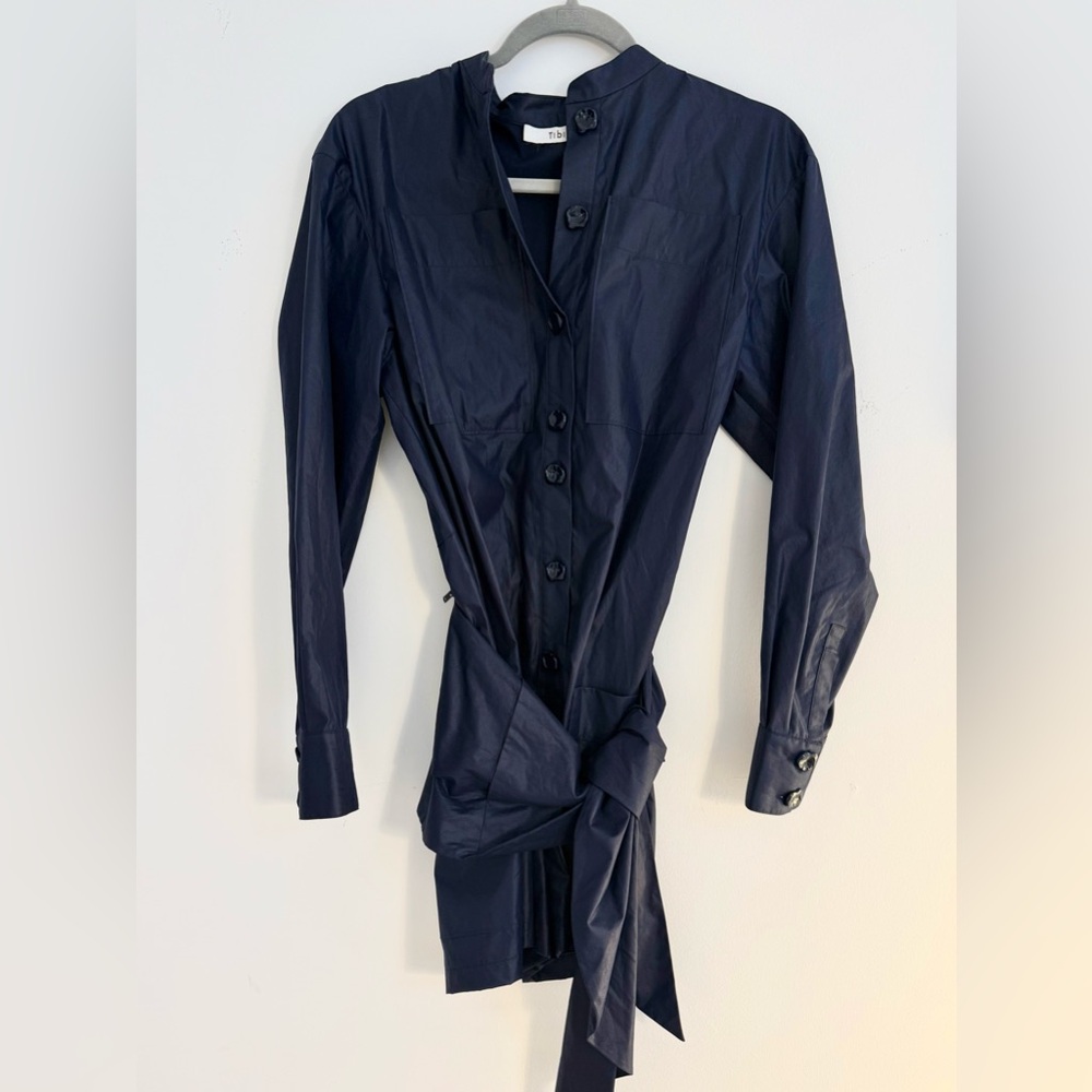 Tibi Midnight Blue Romper with Glossy Buttons